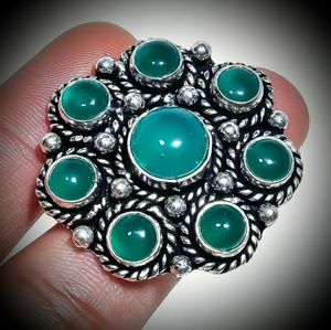 New Green Onyx Traditional Indian Silver Ring.